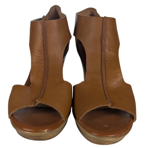 Sofft Women's Dabney Tan Leather T-Strap Cutout Sides Boho Block Heel Sandals 10 - Picture 2 of 9